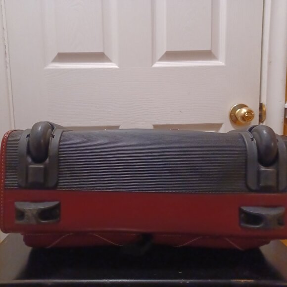 Franklin Covey Red/Burgundy Leather Rolling Luggage/Laptop Bag/Briefcase - Picture 3 of 10